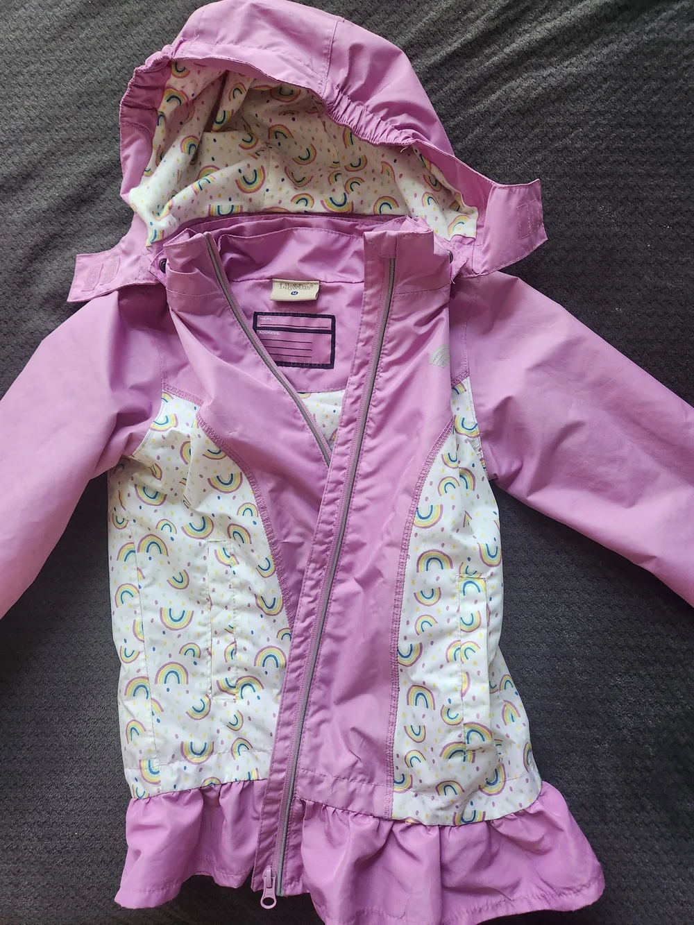 Kids' Hooded Raincoat in Lavender with Rainbow Lining